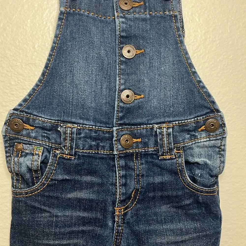 OshKosh B’gosh Toddler girl 3T bib Overalls skinny fit Denim Blue Jeans
